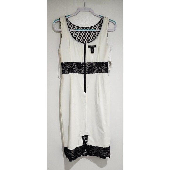 NWT WHBM Sleeveless Mixed Print Sheath Dress Size 8 White Black Style 570106517 - Picture 4 of 7